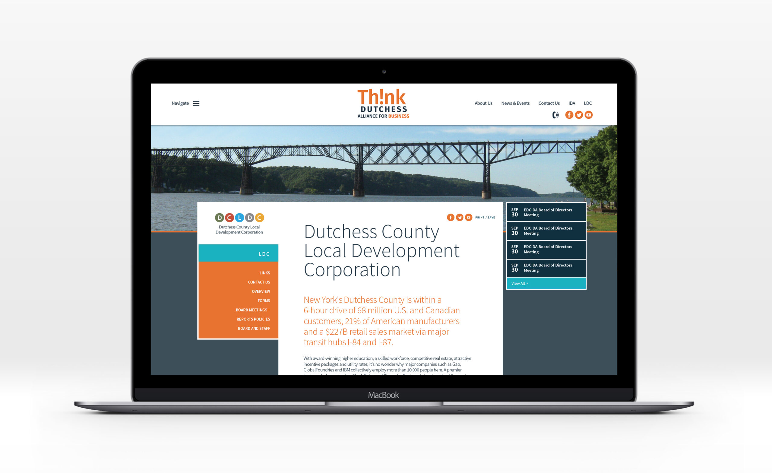 Think Dutchess MacBook website mockups