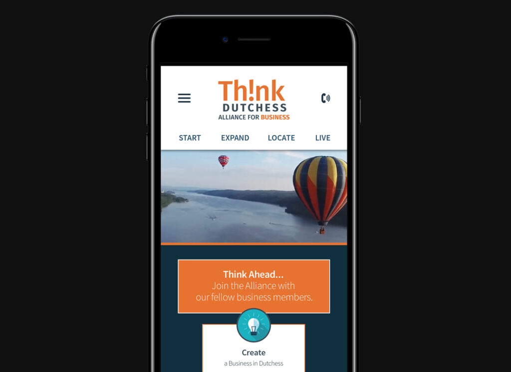 Think Dutchess iPhone mobile-friendly website mockups