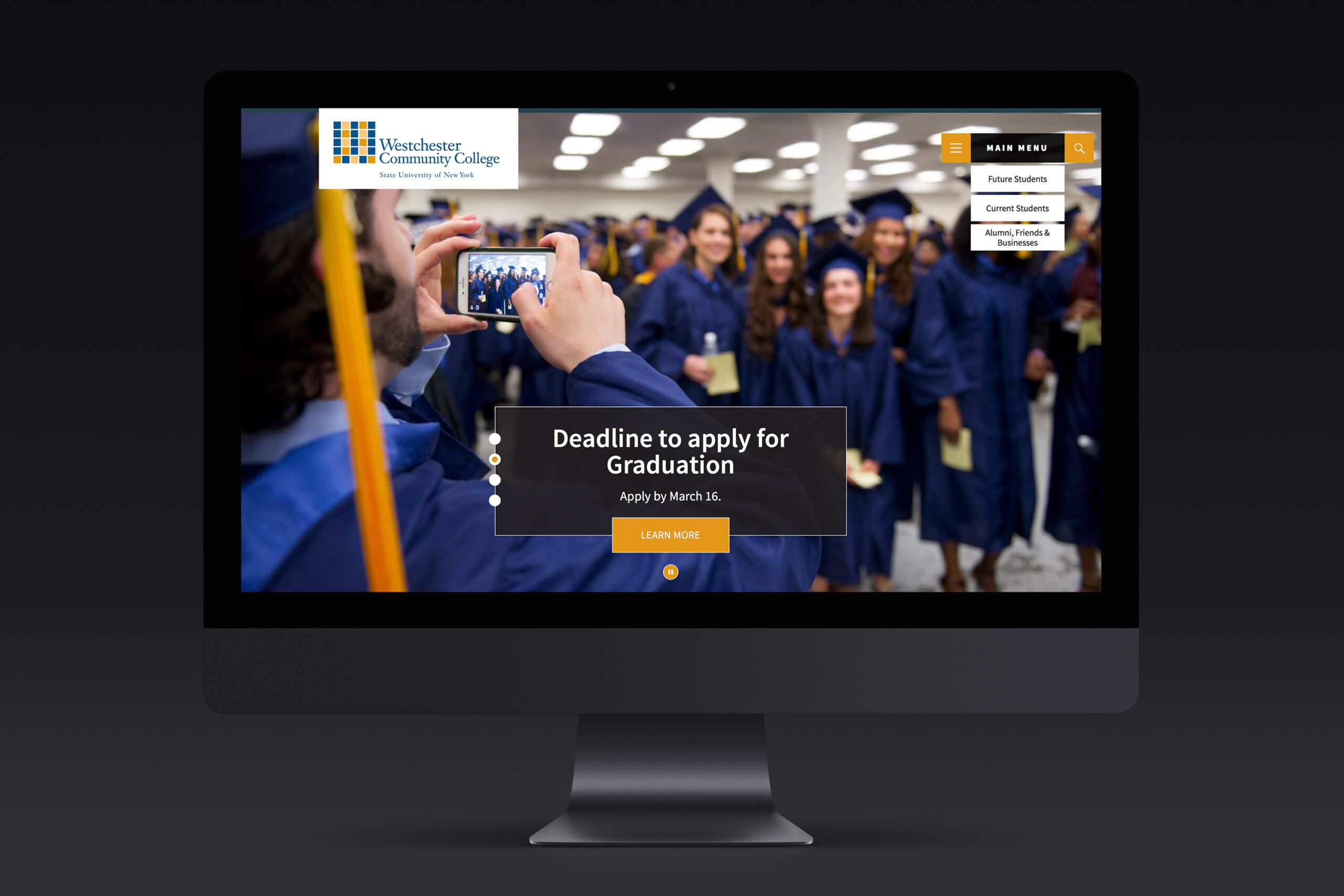 iMac featuring Westchester Community College website