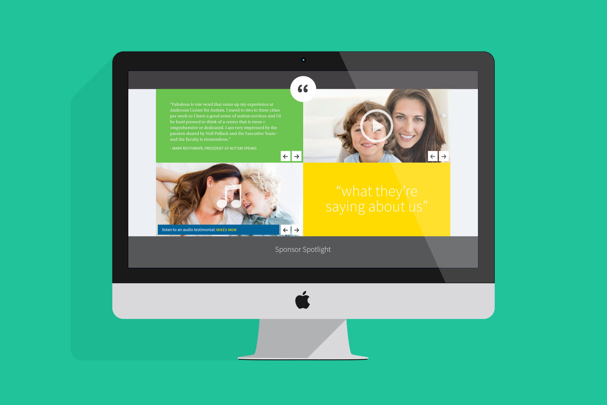 iMac mockup of Anderson Center for Autism website