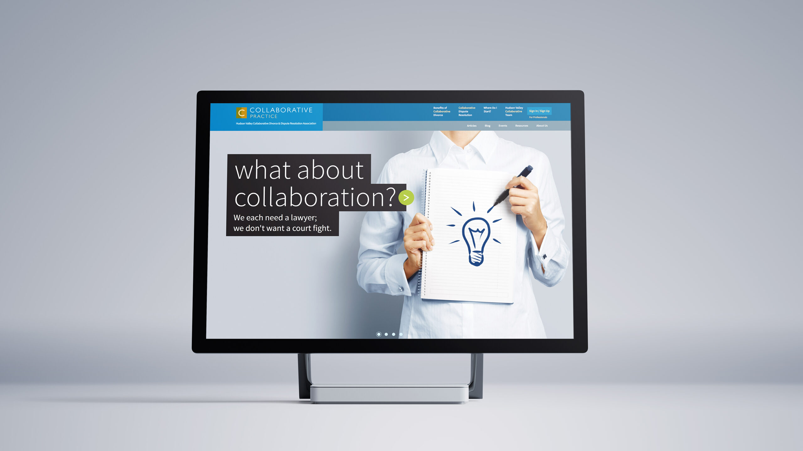 Collaborative Practice desktop website mockup