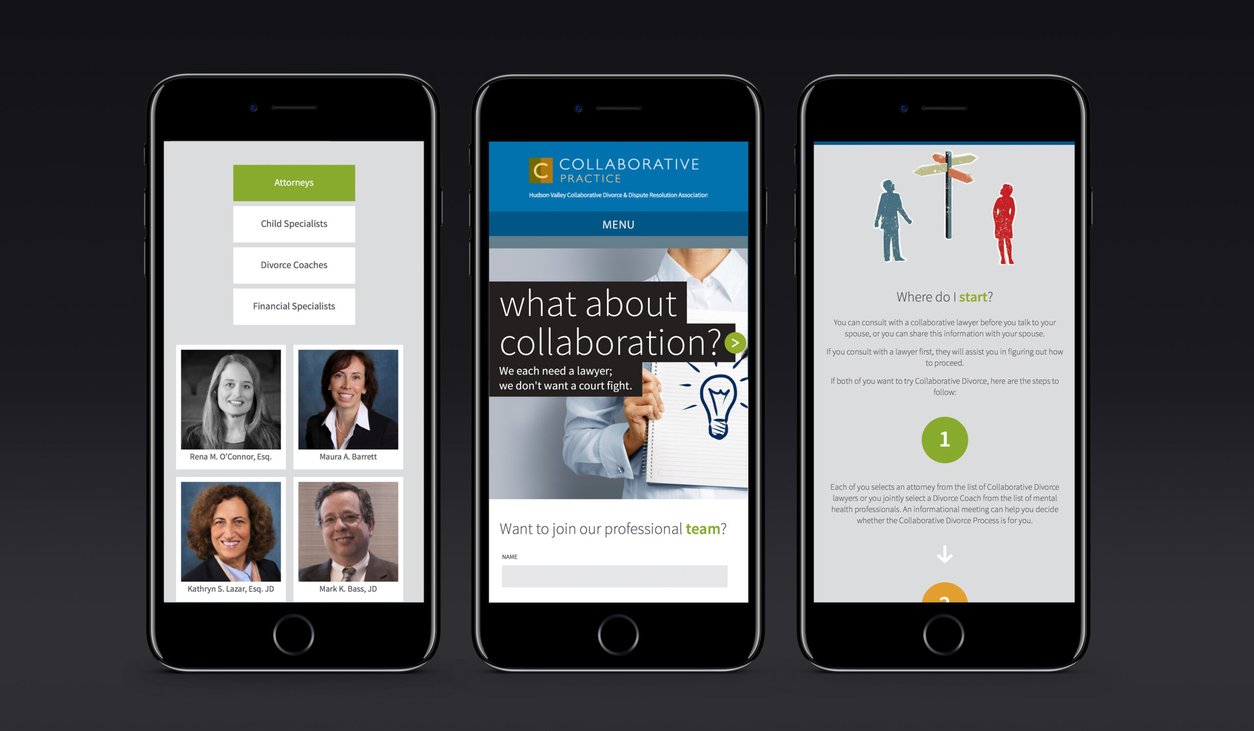 Collaborative Practice mobile-friendly website iPhone mockup