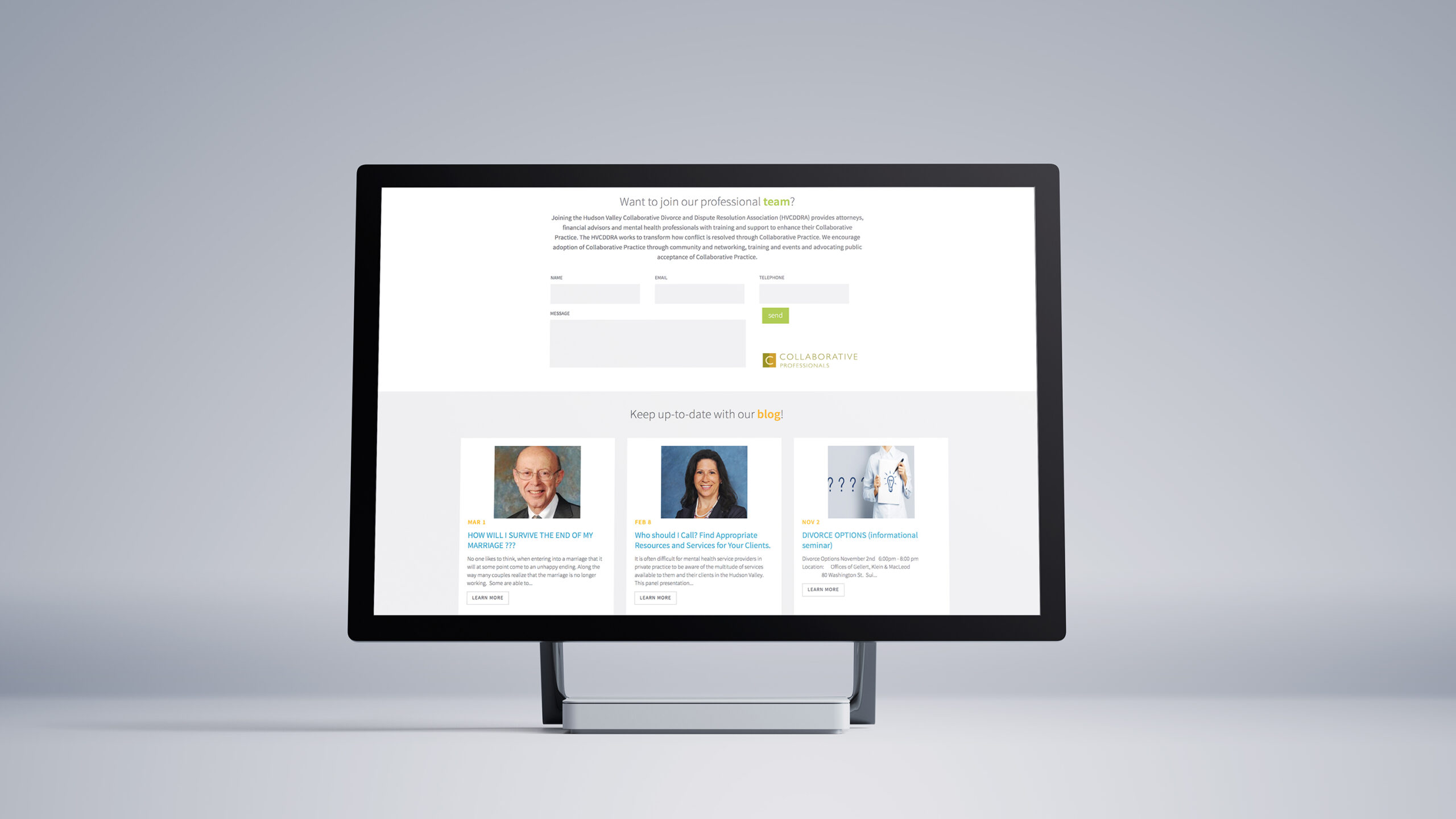 Collaborative Practice desktop website mockup