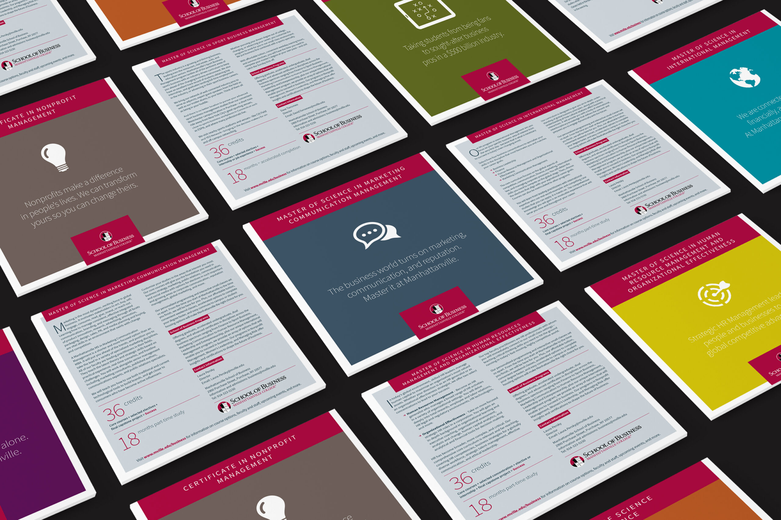 Manhattanville College School of Business print design pages
