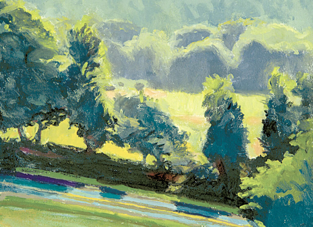 Painting of trees in a field