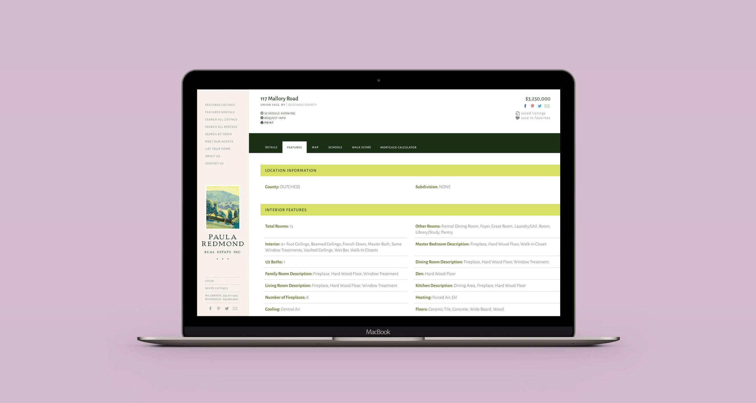 Macbook mockup of Paula Redmond Realty website