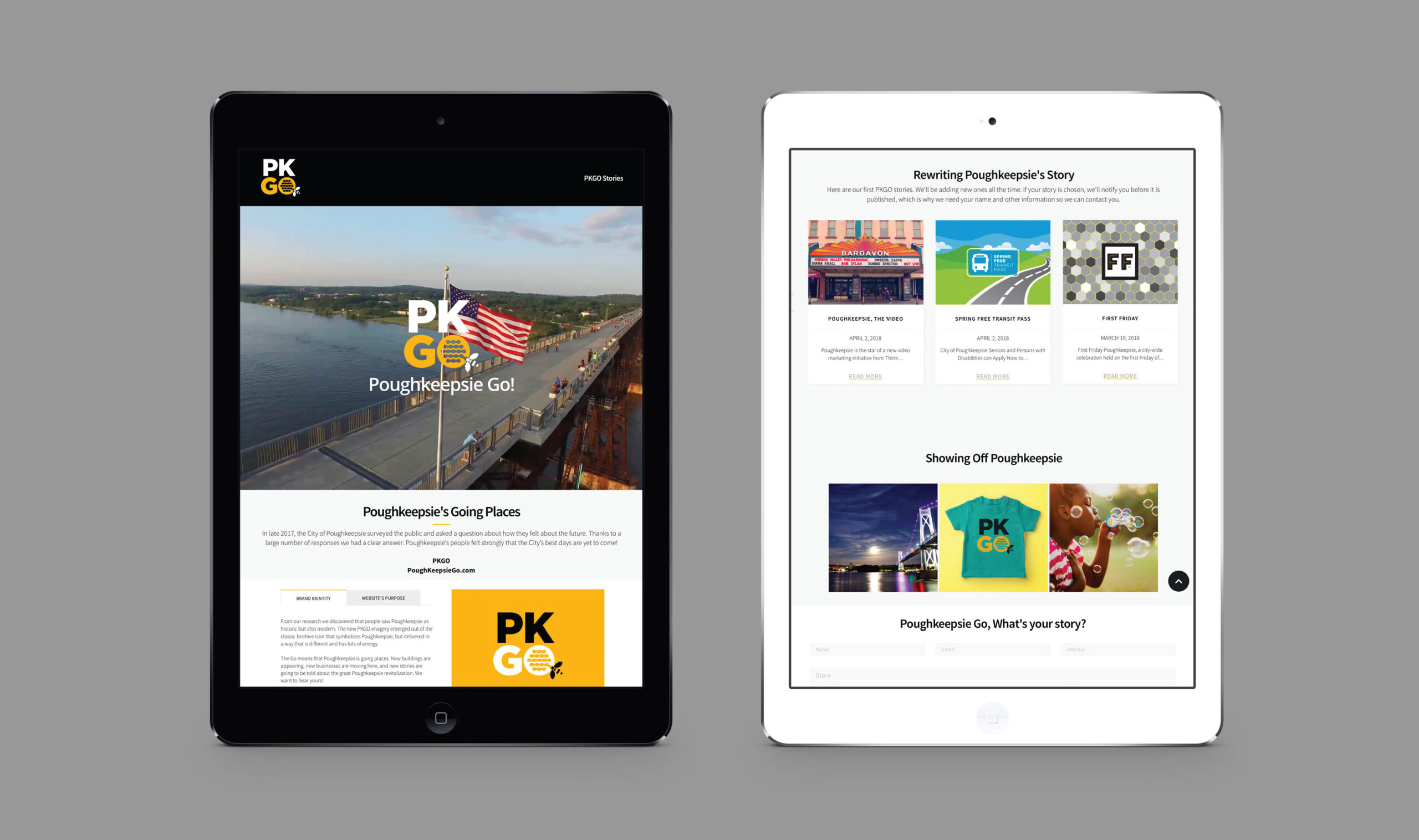 iPad mockup of PKGO website