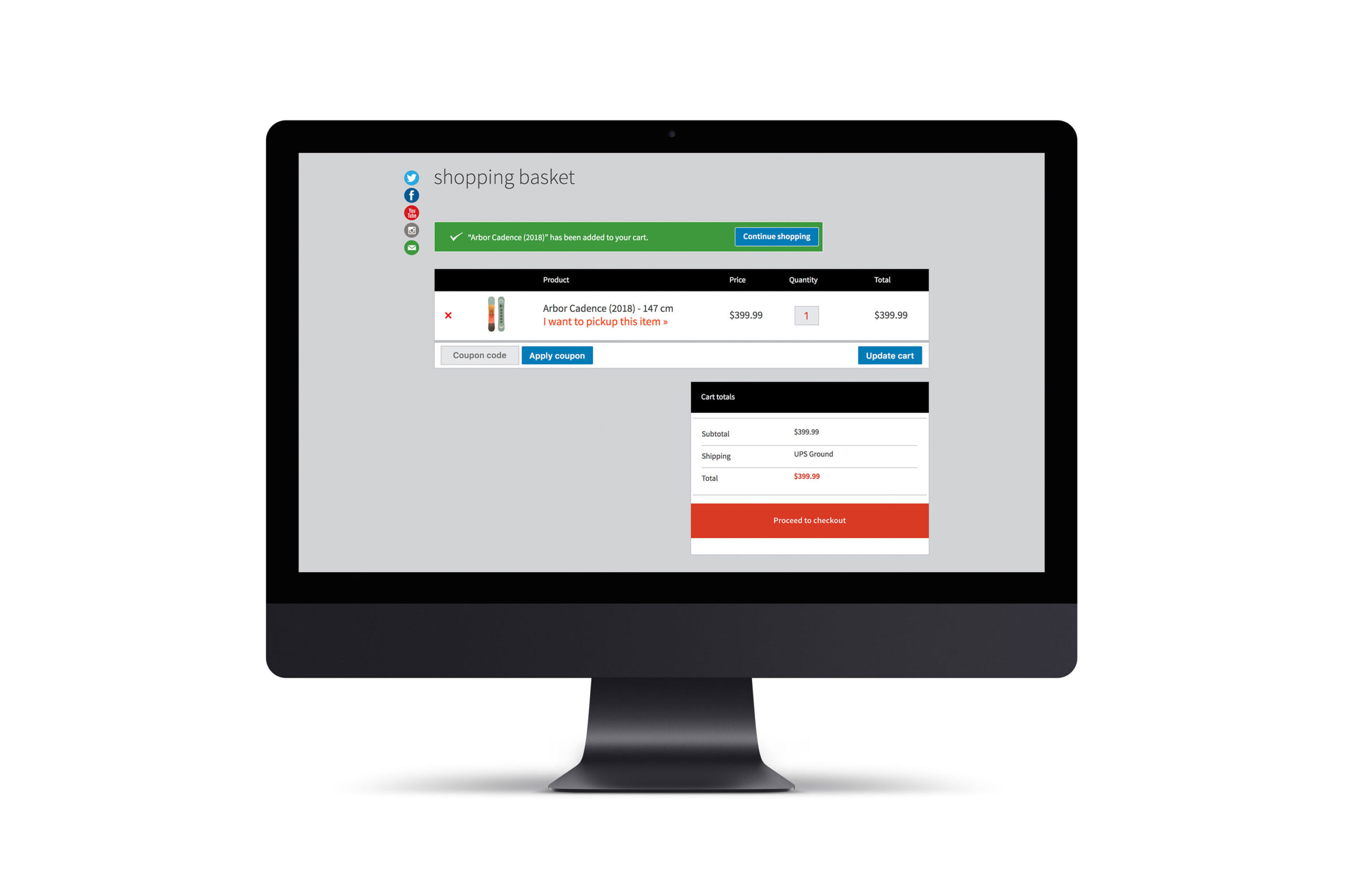 iMac mockup of Potter Brothers shop section of website