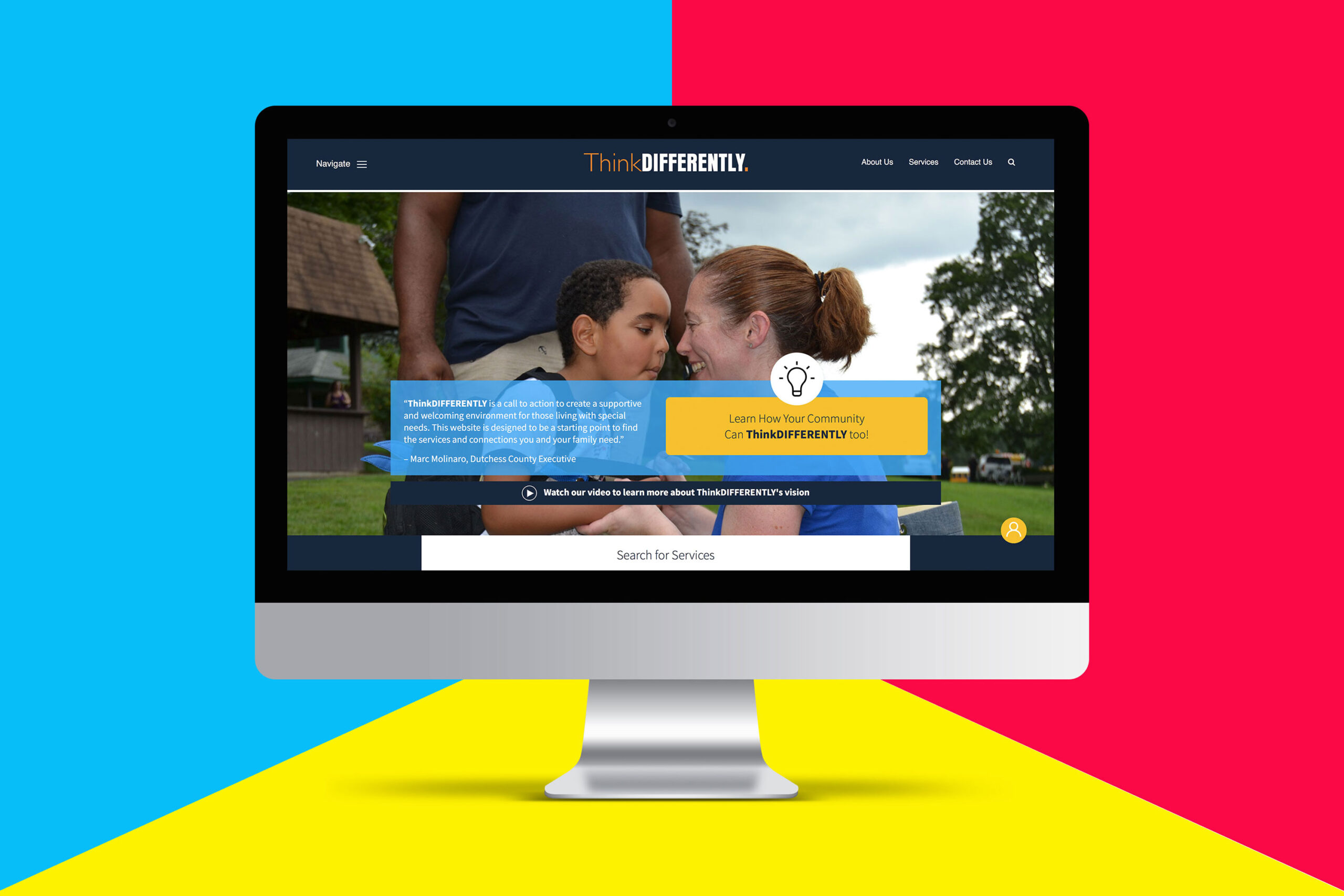 iMac mockups of ThinkDIFFERENTLY website