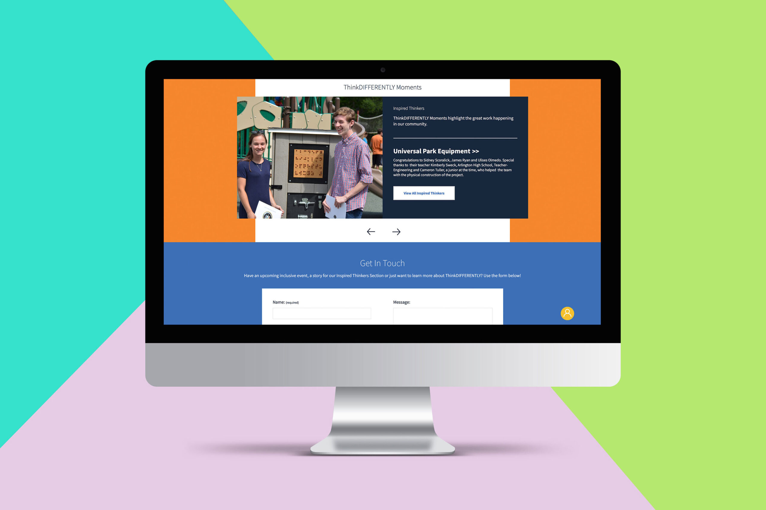 iMac mockups of ThinkDIFFERENTLY website