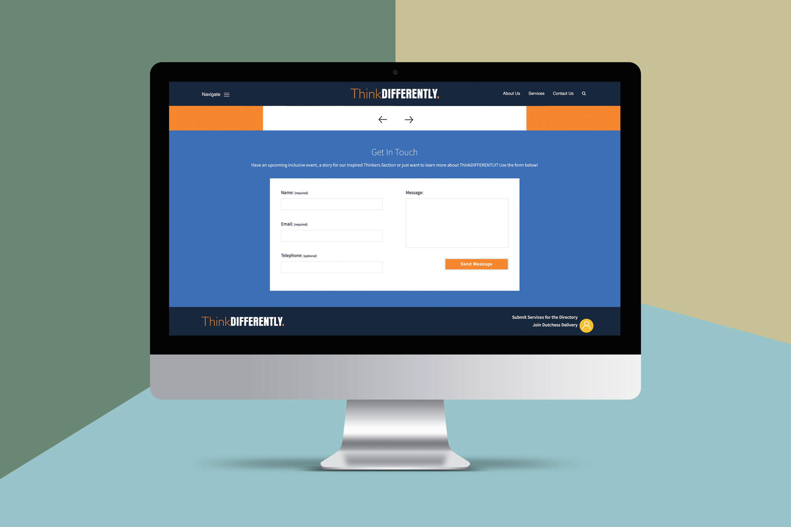 iMac mockups of ThinkDIFFERENTLY website