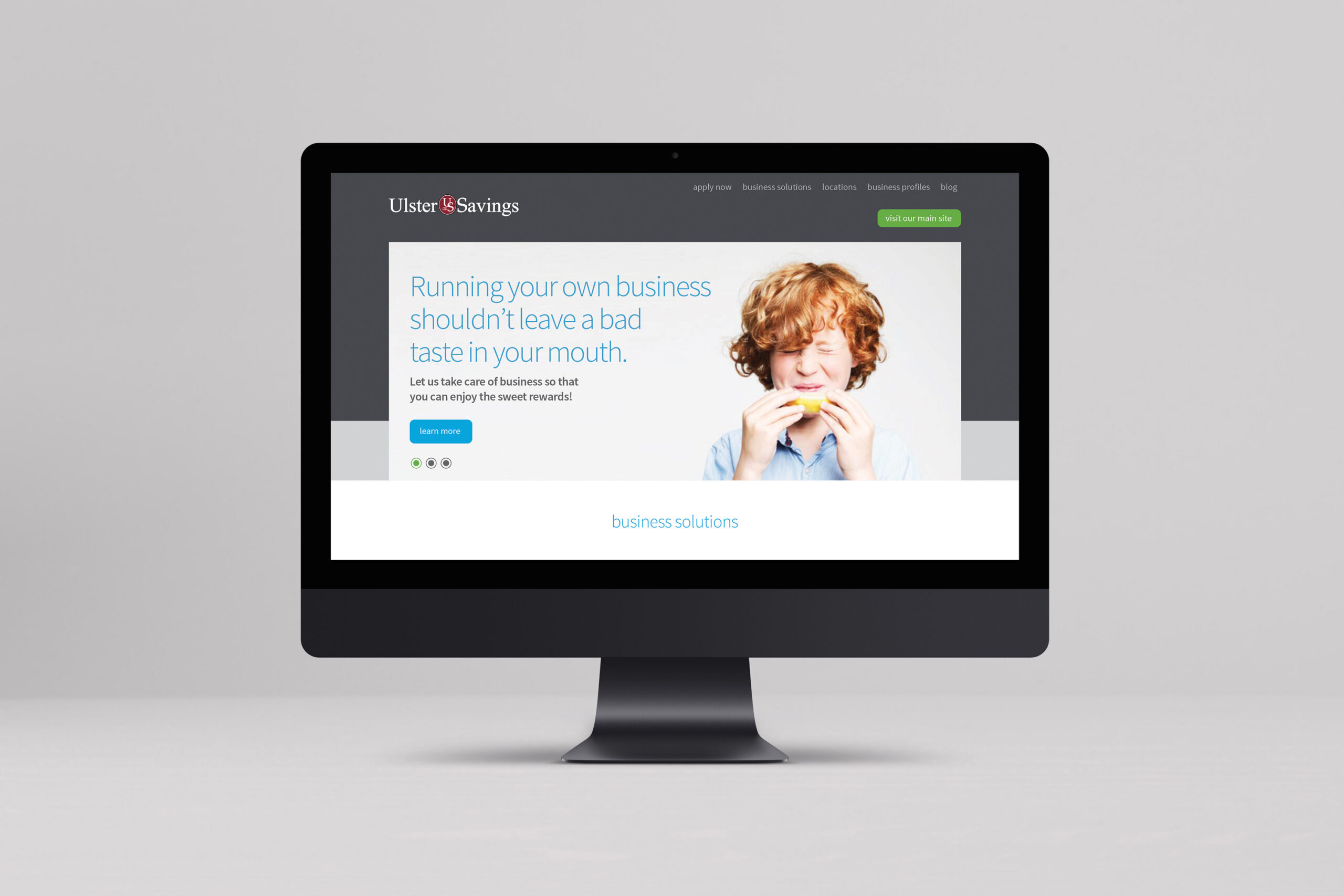 iMac mockup of Ulster Savings Bank website