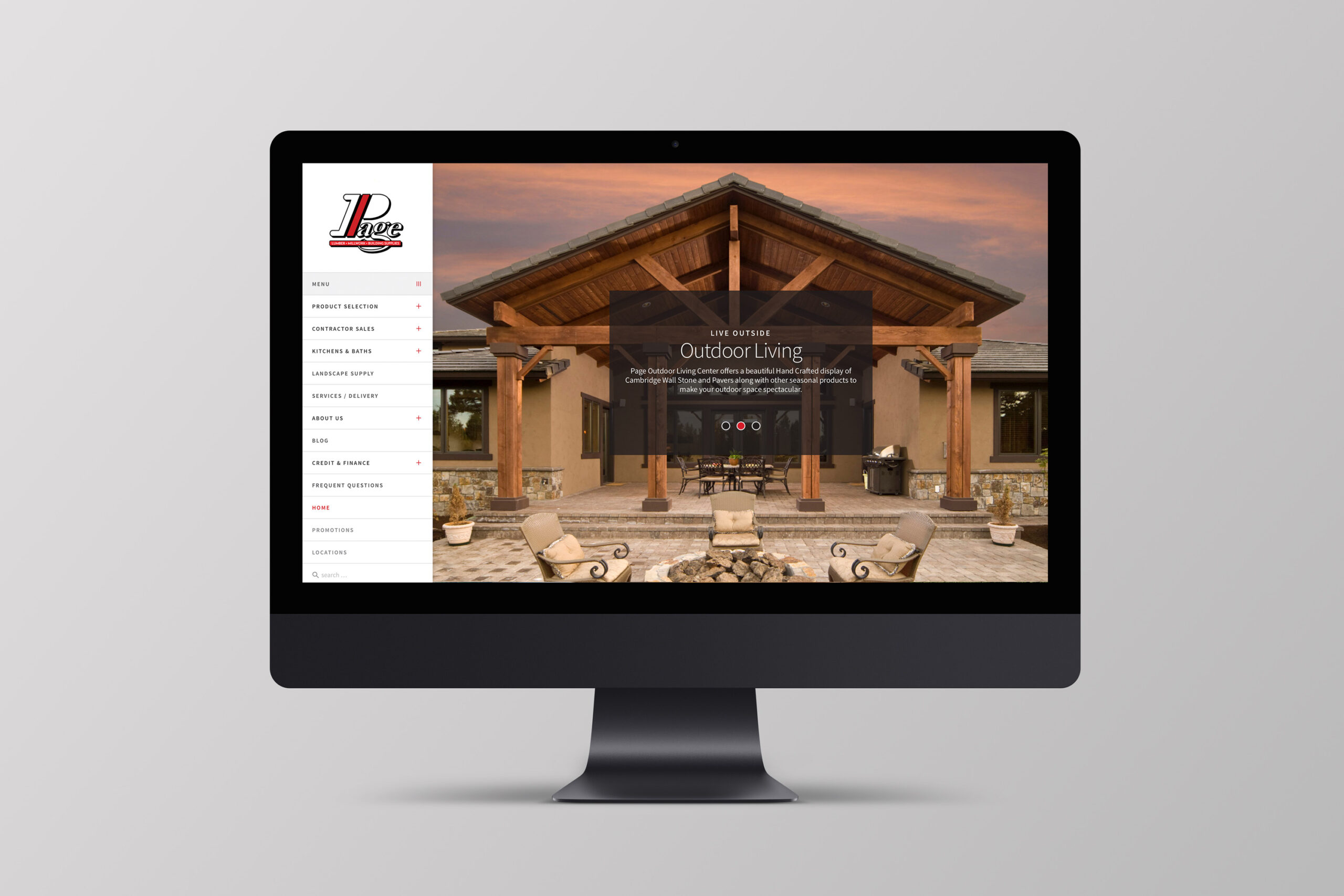 iMac mockup of Page website