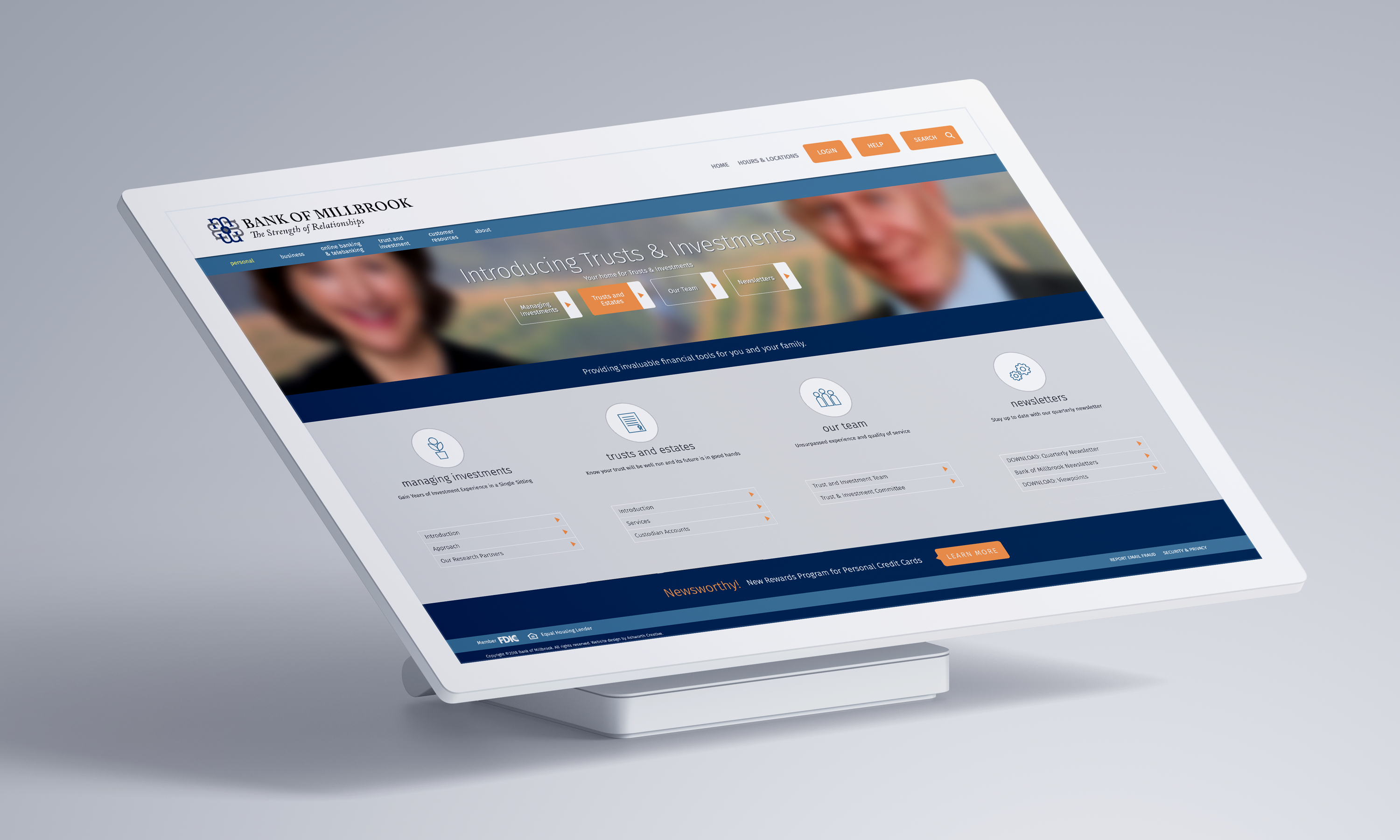 Bank of Millbrook website tablet mockup
