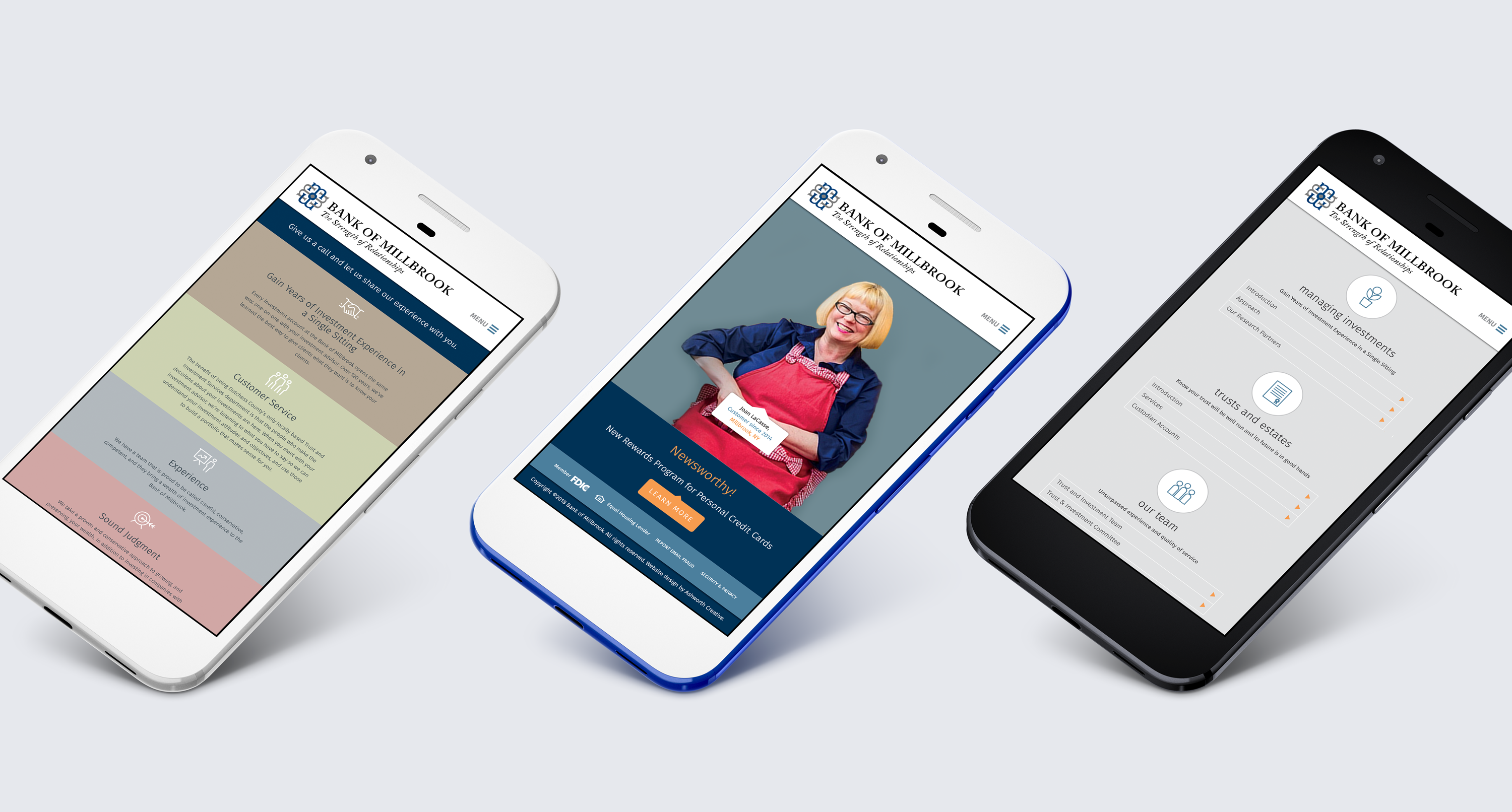 iPhone mockup of Bank of Millbrook mobile-friendly website