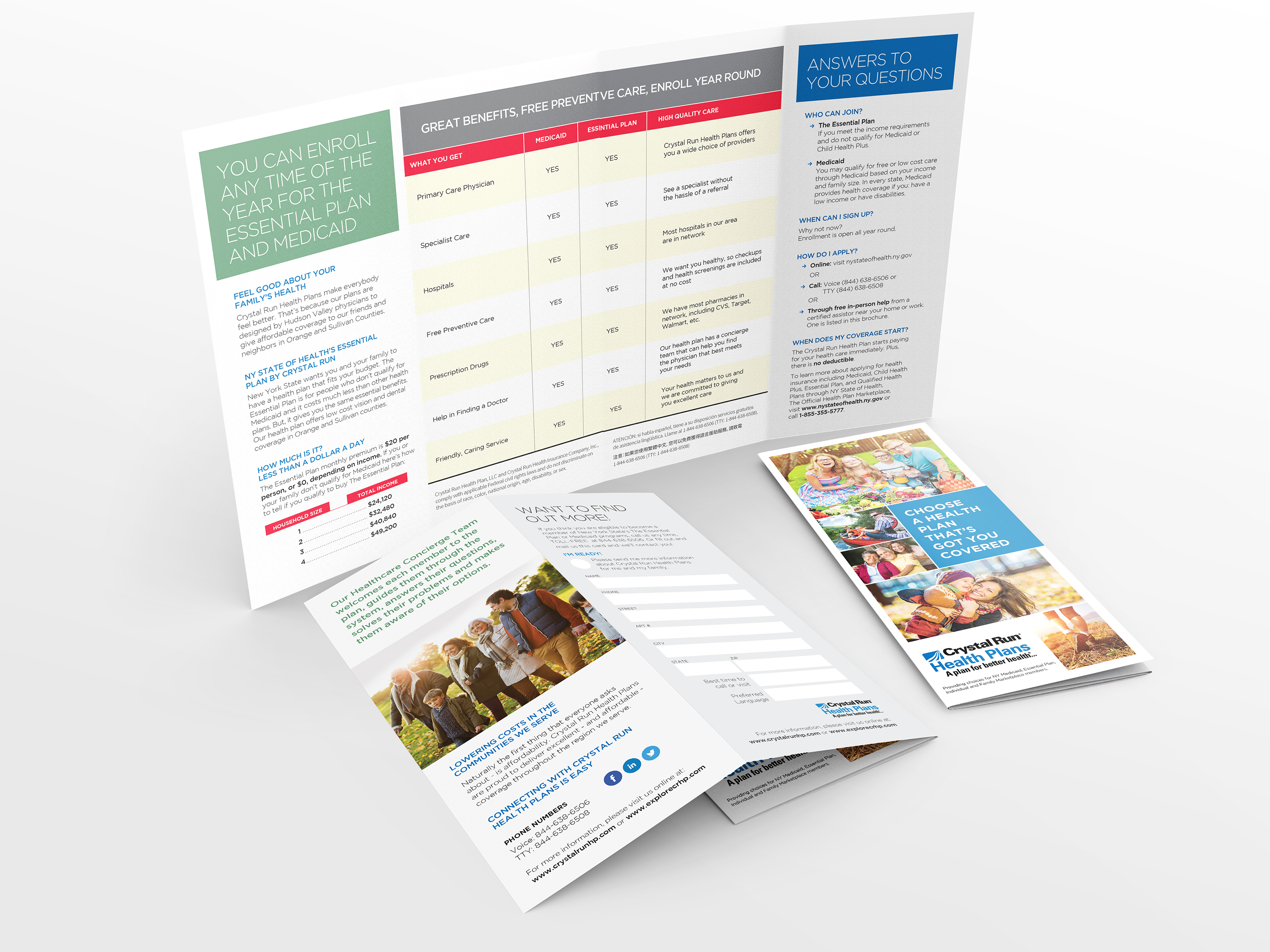 Crystal Run Health Plans tri-fold brochure