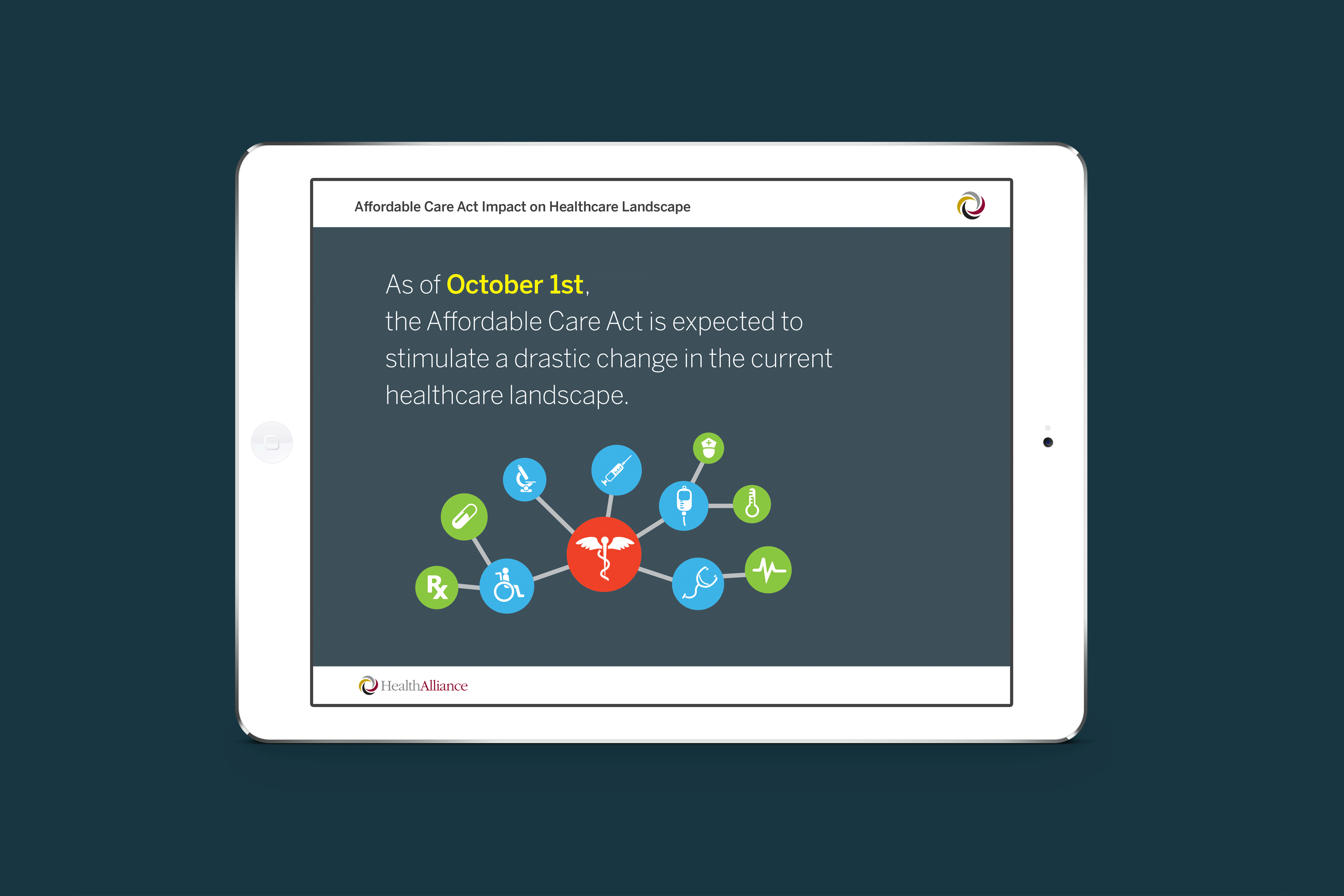 iPad mockup of HealthAlliance website