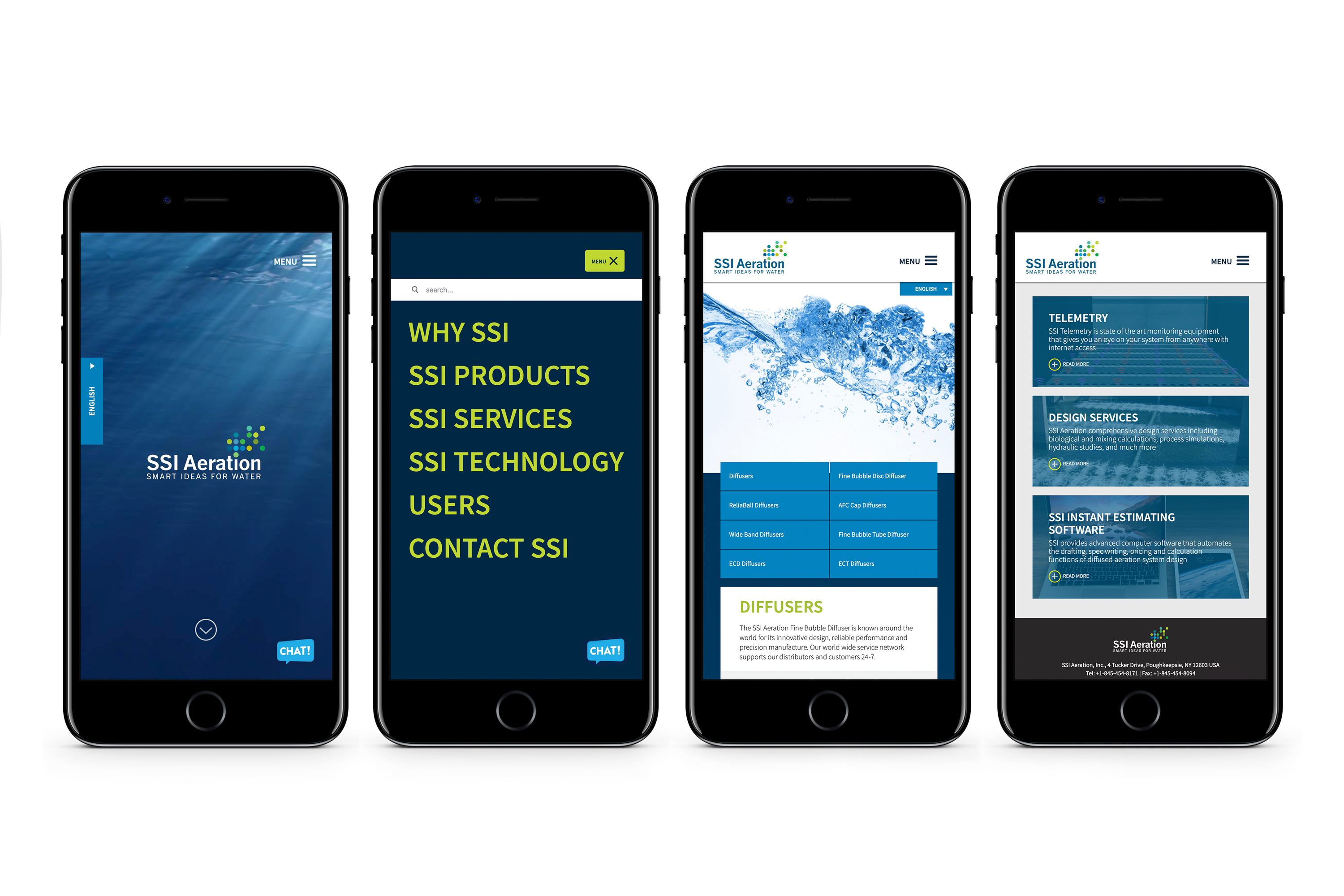 iPhone mockups of SSI Aeration mobile-friendly site
