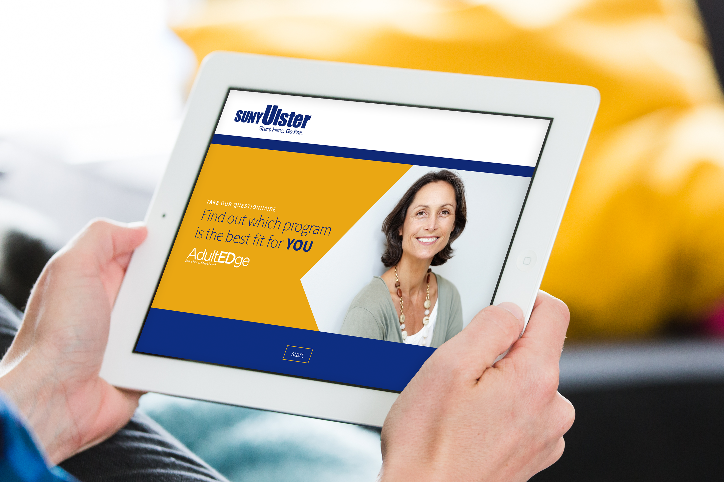 SUNY Ulster Adult EDge iPad website mockup
