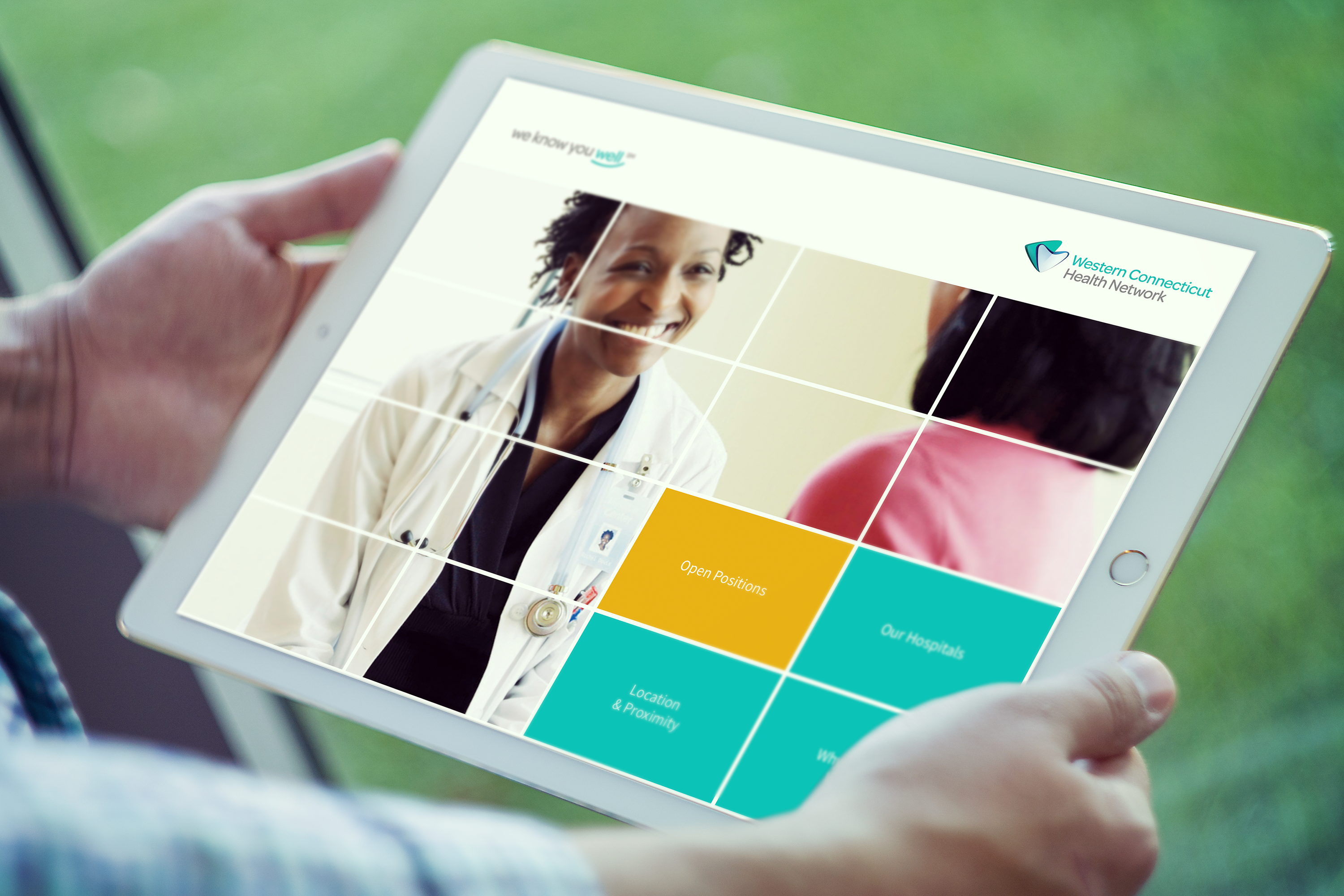 iPad mockup of Western Connecticut Health Network website