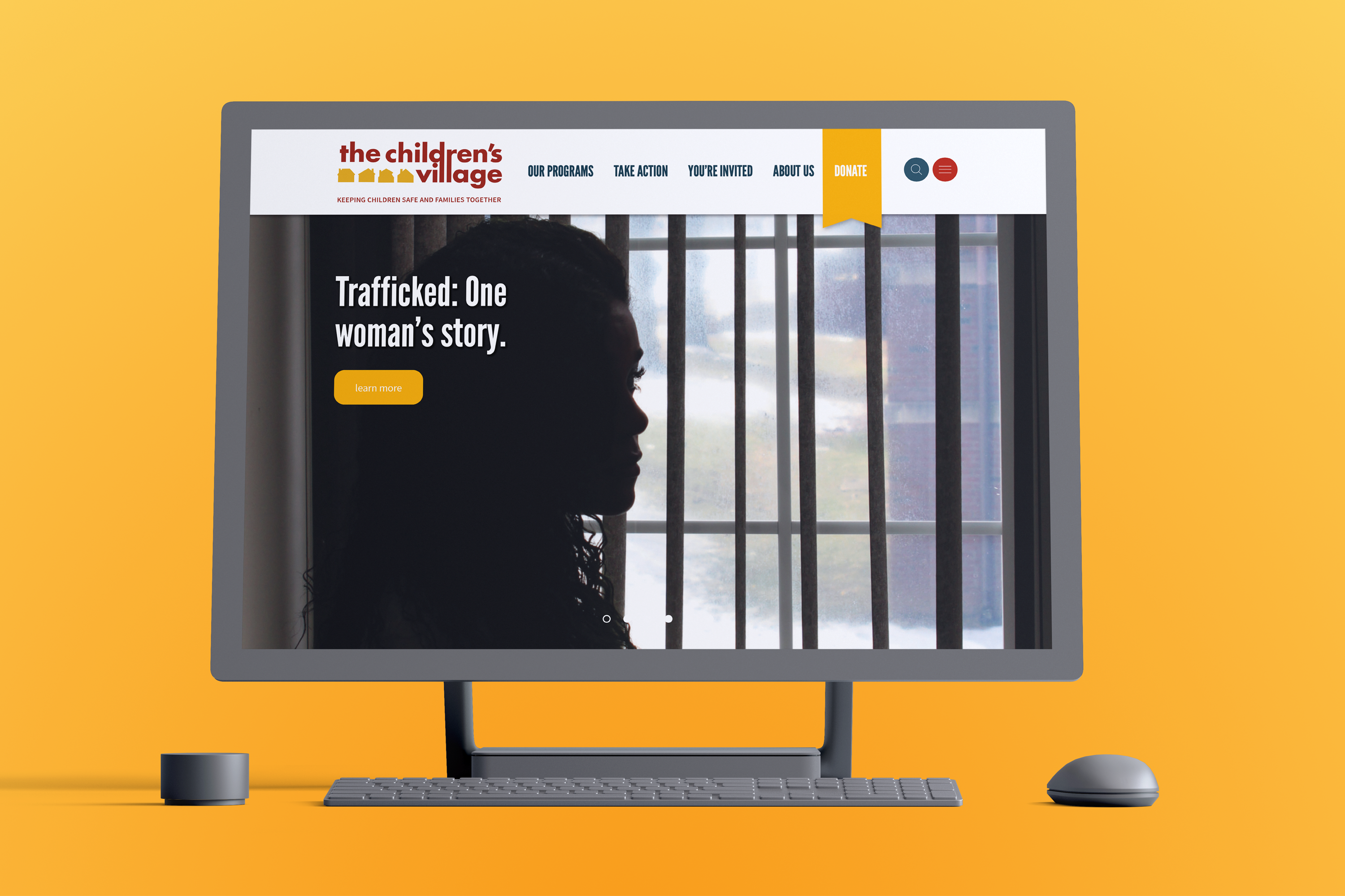 Surface desktop mockup of the children's village website