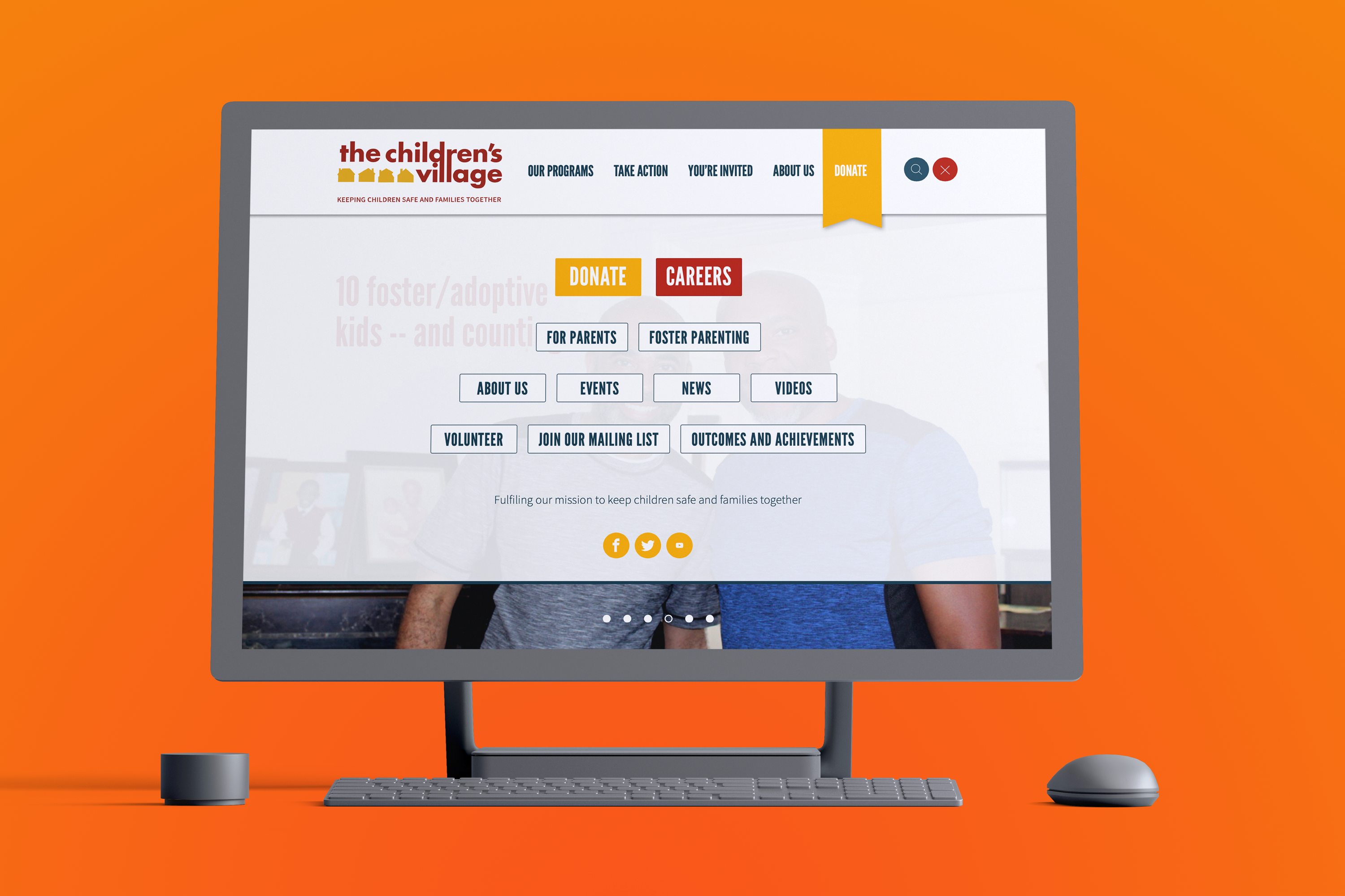 Surface desktop mockup of the children's village website